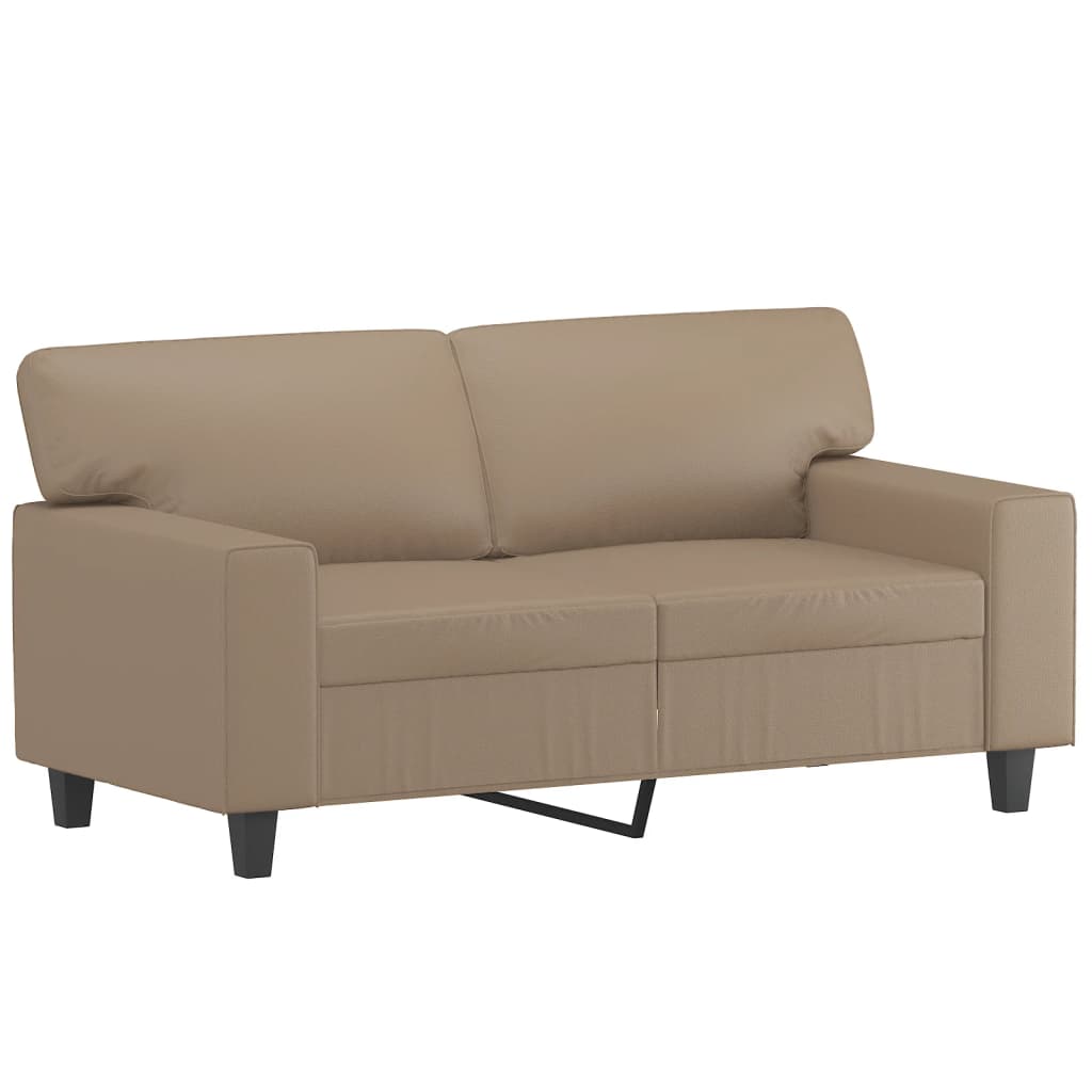 2-personers sofa med pyntepuder 120 cm kunstlæder cappuccino