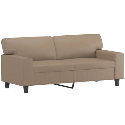 2-personers sofa med pyntepuder 140 cm kunstlæder cappuccino