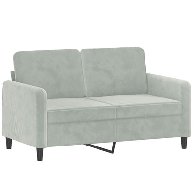 2-personers sofa med pyntepuder 120 cm velour lysegrå