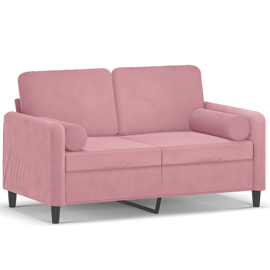 2-personers sofa med pyntepuder 120 cm velour pink