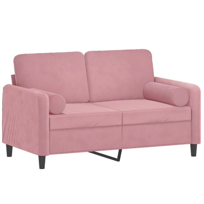 2-personers sofa med pyntepuder 120 cm velour pink