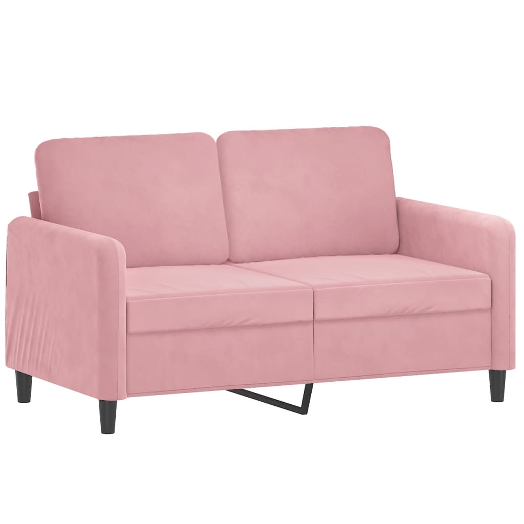 2-personers sofa med pyntepuder 120 cm velour pink