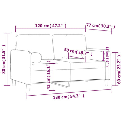 2-personers sofa med pyntepuder 120 cm velour pink