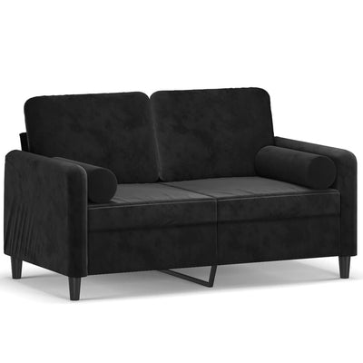 2-personers sofa med pyntepuder 120 cm velour sort