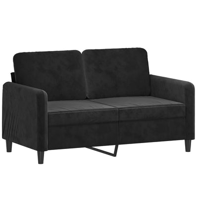 2-personers sofa med pyntepuder 120 cm velour sort