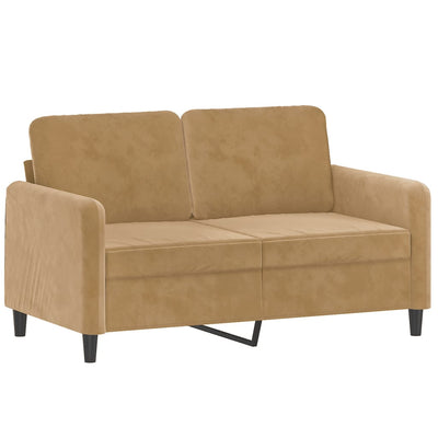 2-personers sofa med pyntepuder 120 cm velour brun