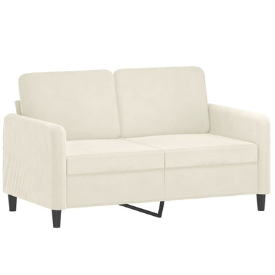 2-personers sofa med pyntepuder 120 cm velour cremefarvet