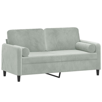 2-personers sofa med pyntepuder 140 cm velour lysegrå