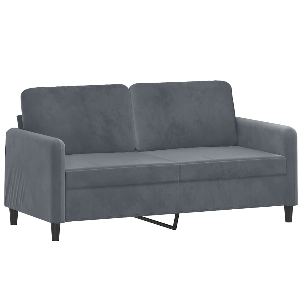 2-personers sofa med pyntepuder 140 cm velour mørkegrå