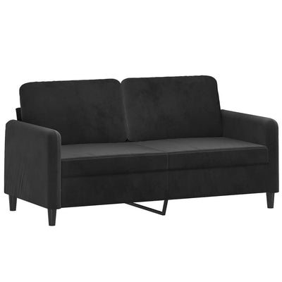 2-personers sofa med pyntepuder 140 cm velour sort