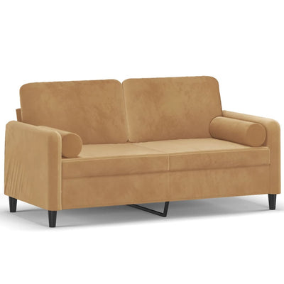 2-personers sofa med pyntepuder 140 cm velour brun