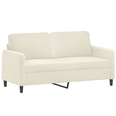 2-personers sofa med pyntepuder 140 cm velour cremefarvet