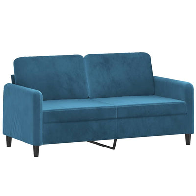 2-personers sofa med pyntepuder 140 cm velour blå