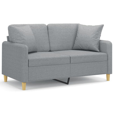 2-personers sofa med pyntepuder 120 cm stof lysegrå