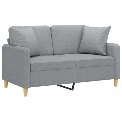 2-personers sofa med pyntepuder 120 cm stof lysegrå