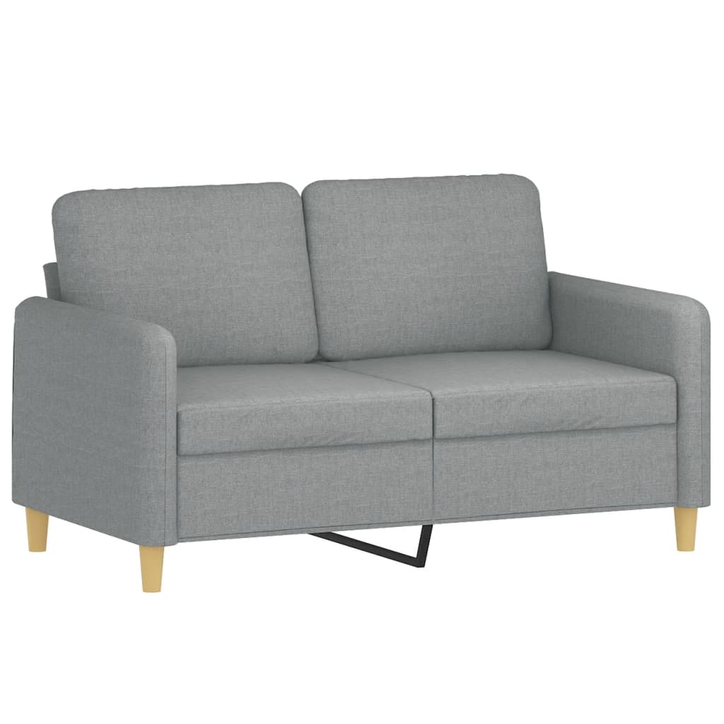 2-personers sofa med pyntepuder 120 cm stof lysegrå