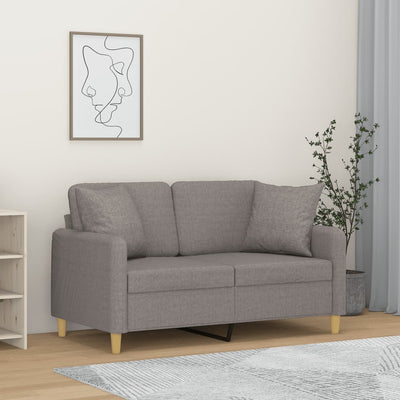 2-personers sofa med pyntepuder 120 cm stof lysegrå