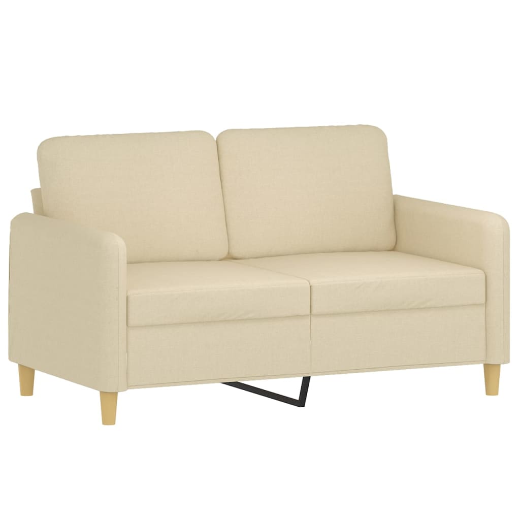 2-personers sofa med pyntepuder 120 cm stof cremefarvet