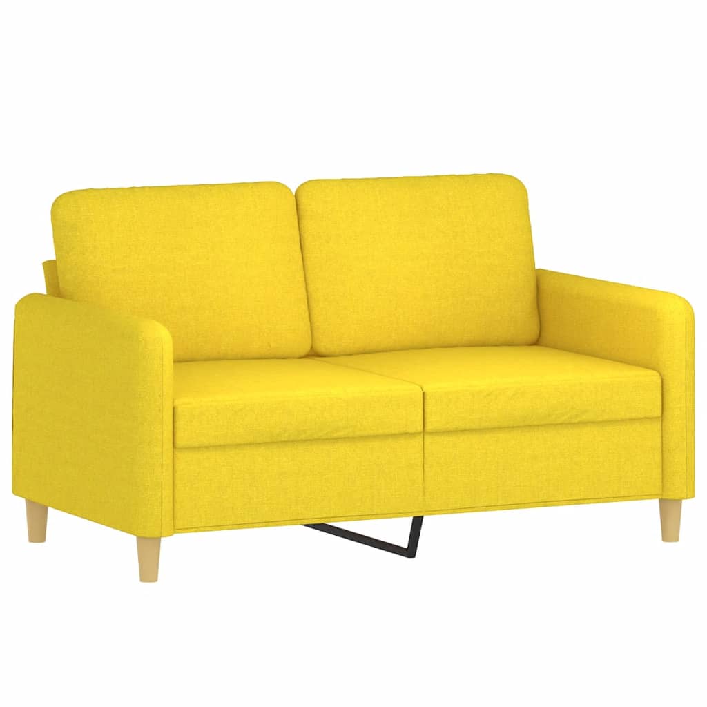 2-personers sofa med pyntepuder 120 cm stof lysegul