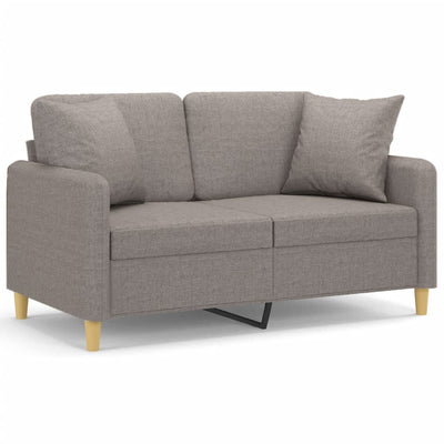 2-personers sofa med pyntepuder 120 cm stof gråbrun