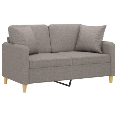 2-personers sofa med pyntepuder 120 cm stof gråbrun