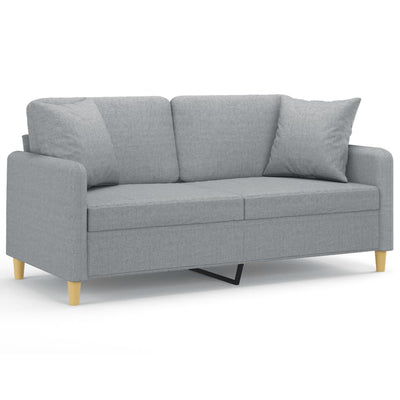 2-personers sofa med pyntepuder 140 cm stof lysegrå