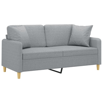 2-personers sofa med pyntepuder 140 cm stof lysegrå