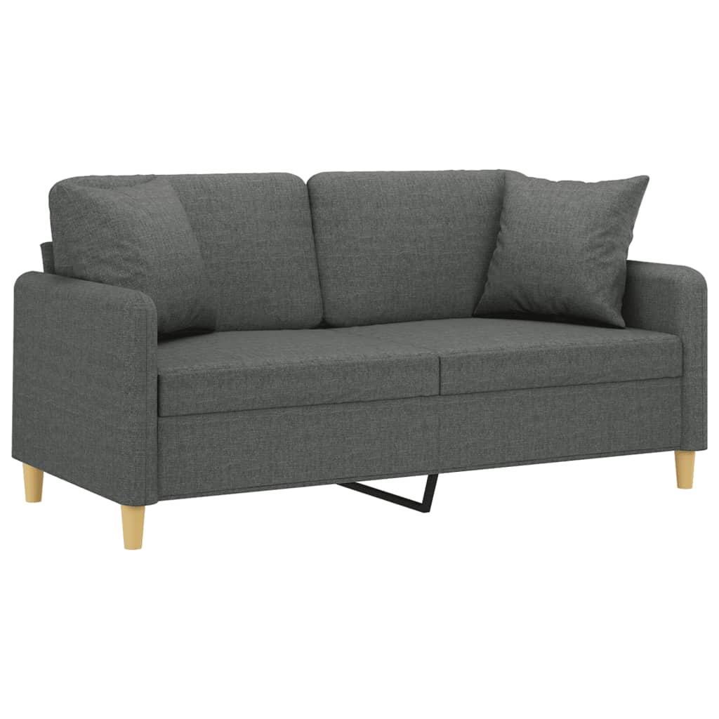 2-personers sofa med pyntepuder 140 cm stof mørkegrå