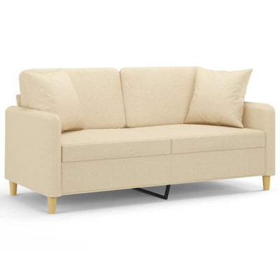 2-personers sofa med pyntepuder 140 cm stof cremefarvet