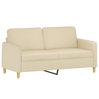 2-personers sofa med pyntepuder 140 cm stof cremefarvet