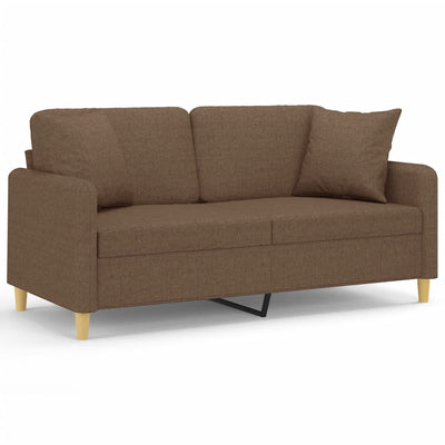 2-personers sofa med pyntepuder 140 cm stof brun