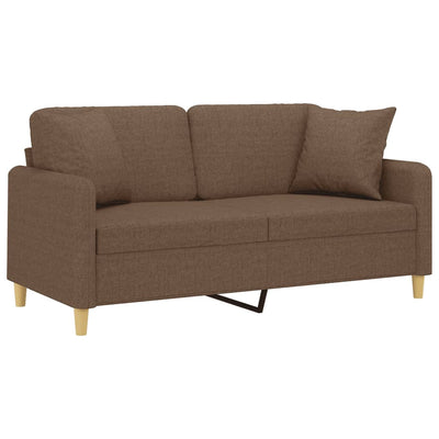 2-personers sofa med pyntepuder 140 cm stof brun