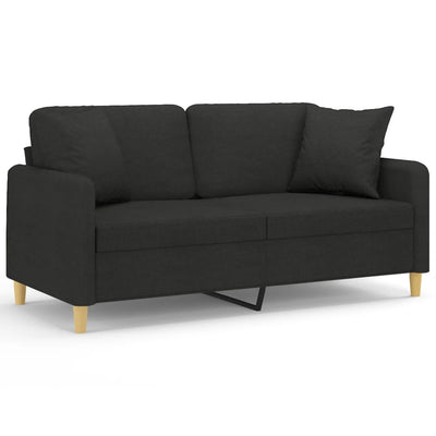 2-personers sofa med pyntepuder 140 cm stof sort