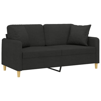 2-personers sofa med pyntepuder 140 cm stof sort