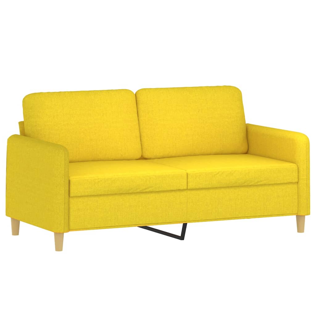 2-personers sofa med pyntepuder 140 cm stof lysegul