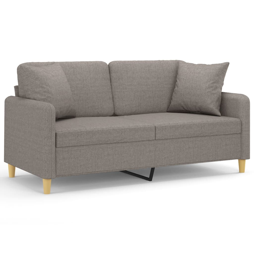 2-personers sofa med pyntepuder 140 cm stof gråbrun