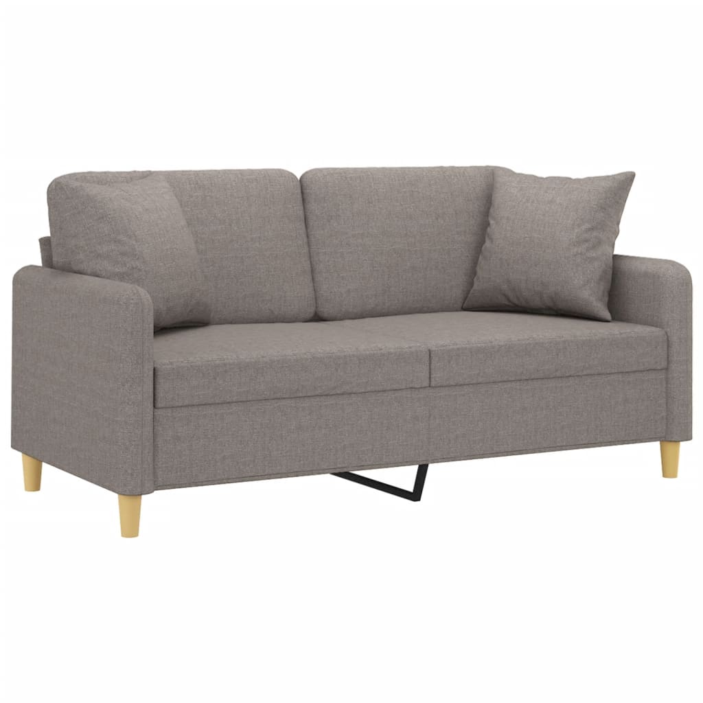 2-personers sofa med pyntepuder 140 cm stof gråbrun