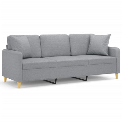 3-personers sofa med pyntepuder 180 cm stof lysegrå