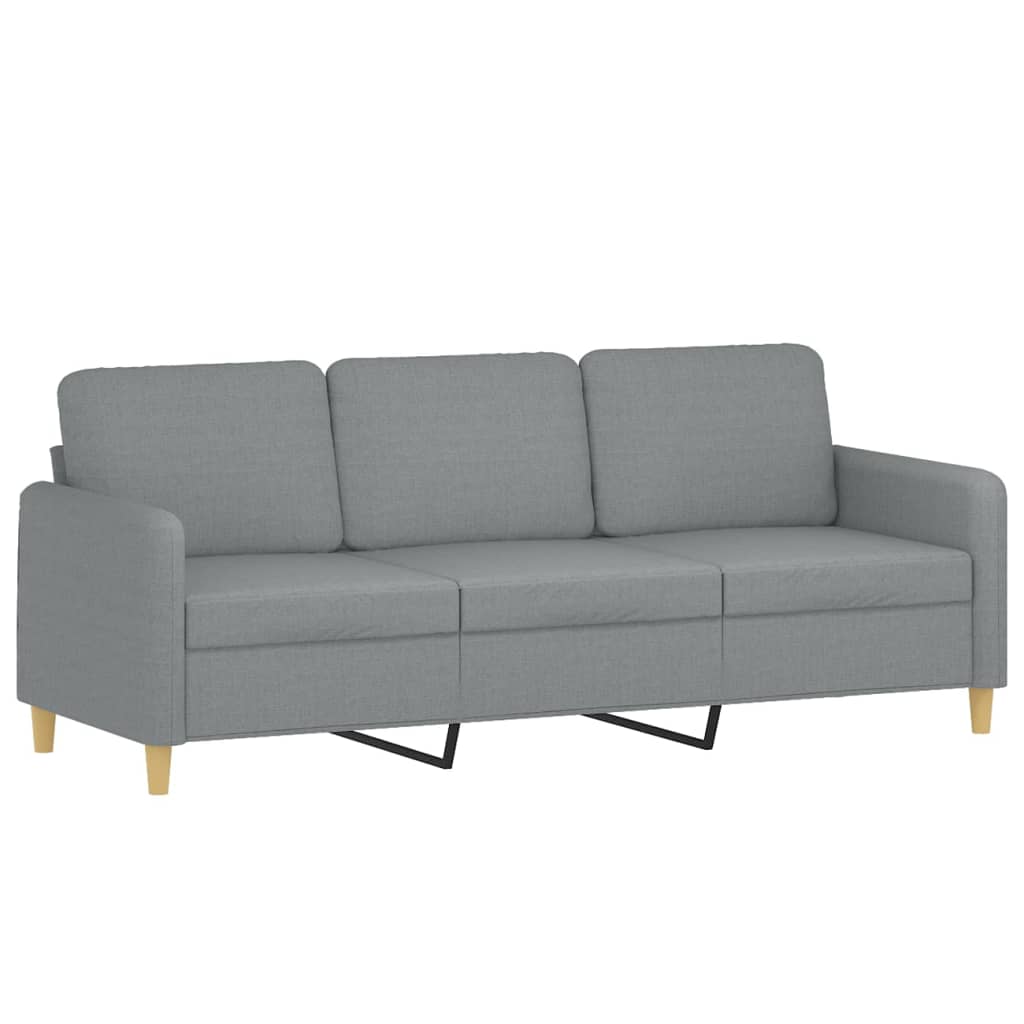 3-personers sofa med pyntepuder 180 cm stof lysegrå