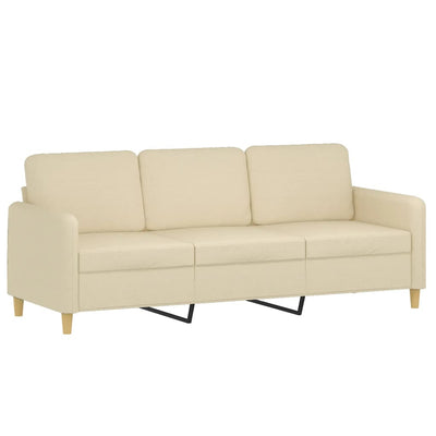 3-personers sofa med pyntepuder 180 cm stof cremefarvet