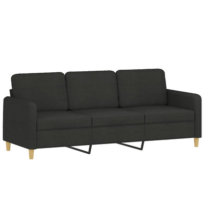 3-personers sofa med pyntepuder 180 cm stof sort