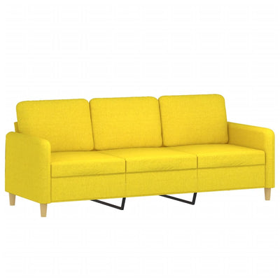 3-personers sofa med pyntepuder 180 cm stof lysegul