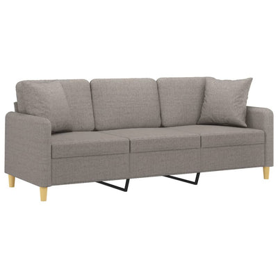 3-personers sofa med pyntepuder 180 cm stof gråbrun