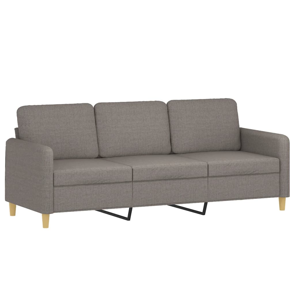 3-personers sofa med pyntepuder 180 cm stof gråbrun