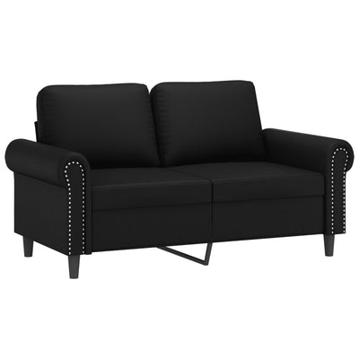 2-personers sofa med pyntepuder 120 cm kunstlæder sort