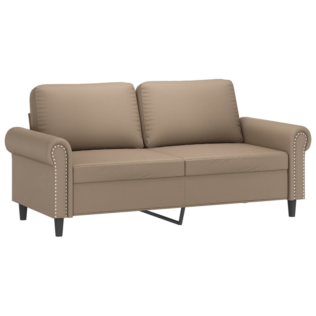 2-personers sofa med pyntepuder 140 cm kunstlæder cappuccino