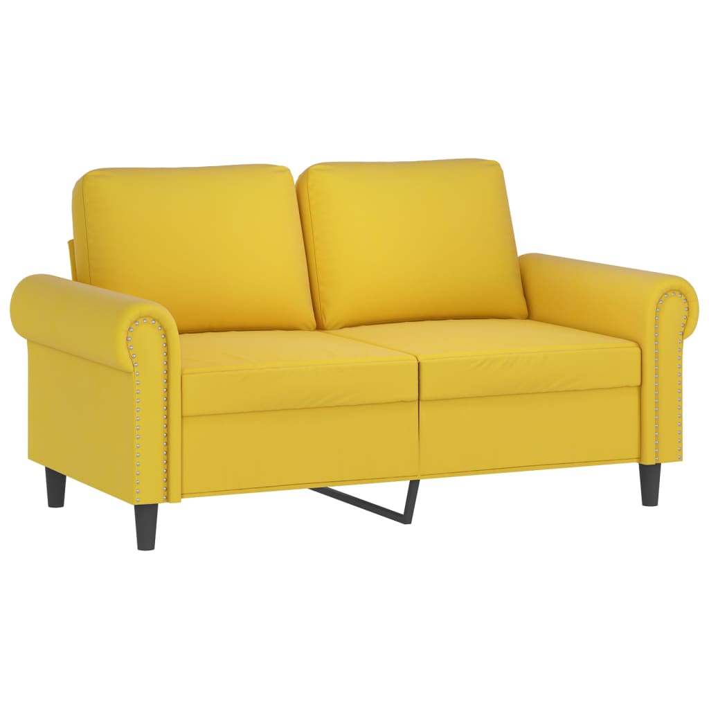 2-personers sofa med pyntepuder 120 cm velour gul