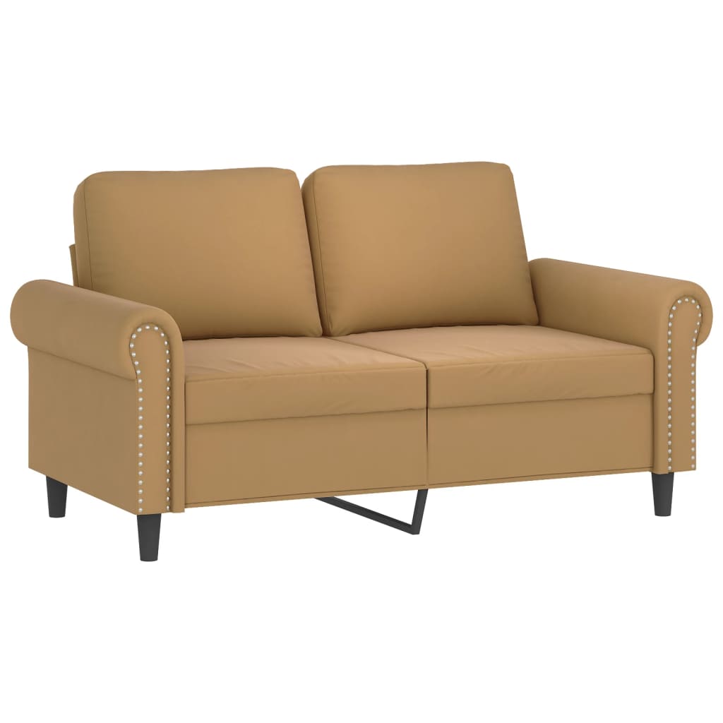 2-personers sofa med pyntepuder 120 cm velour brun