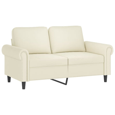 2-personers sofa med pyntepuder 120 cm velour cremefarvet