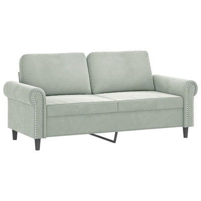 2-personers sofa med pyntepuder 140 cm velour lysegrå